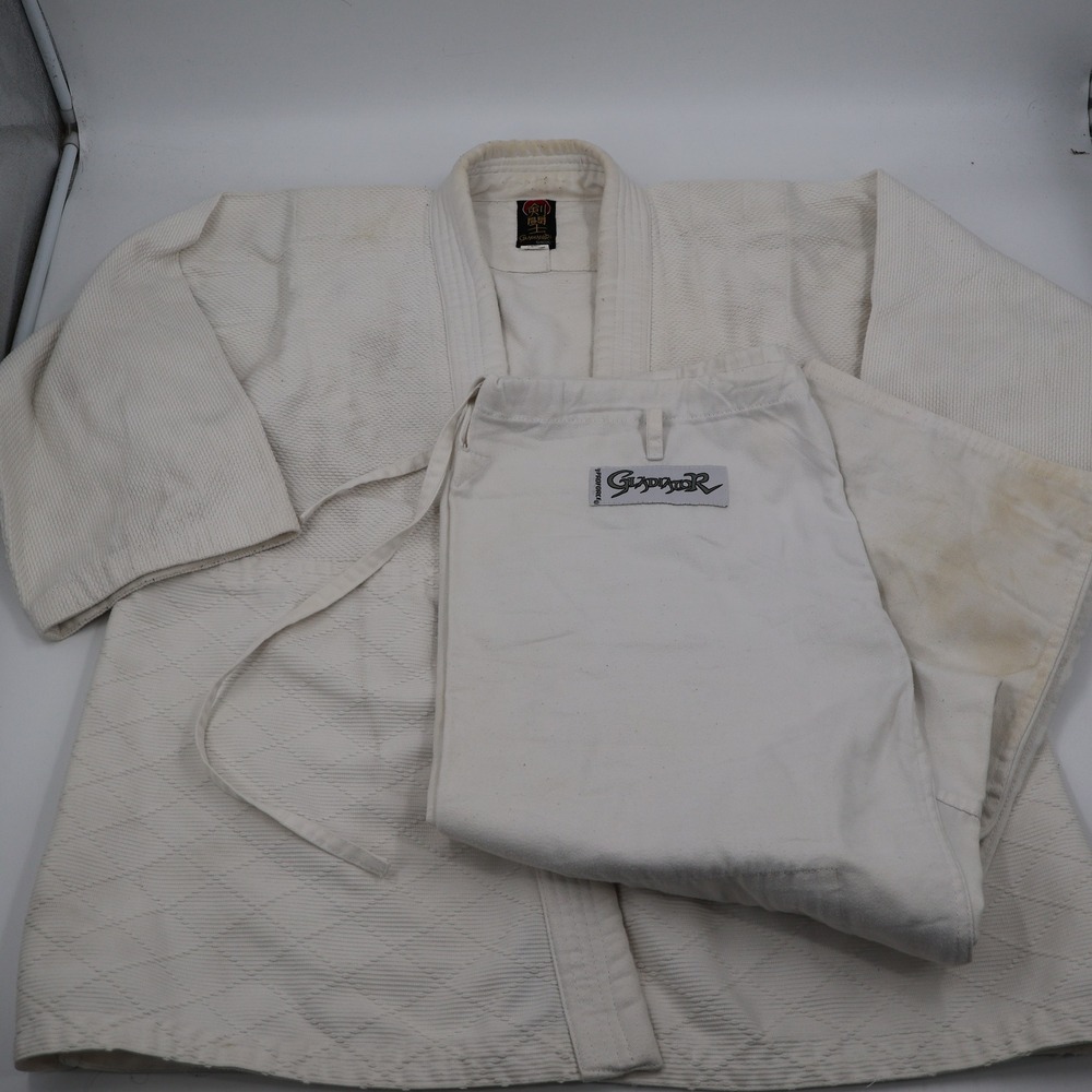 Gladiator Proforce Martial Arts Gi Set Unisex Size 4 White Cotton Heavyweight